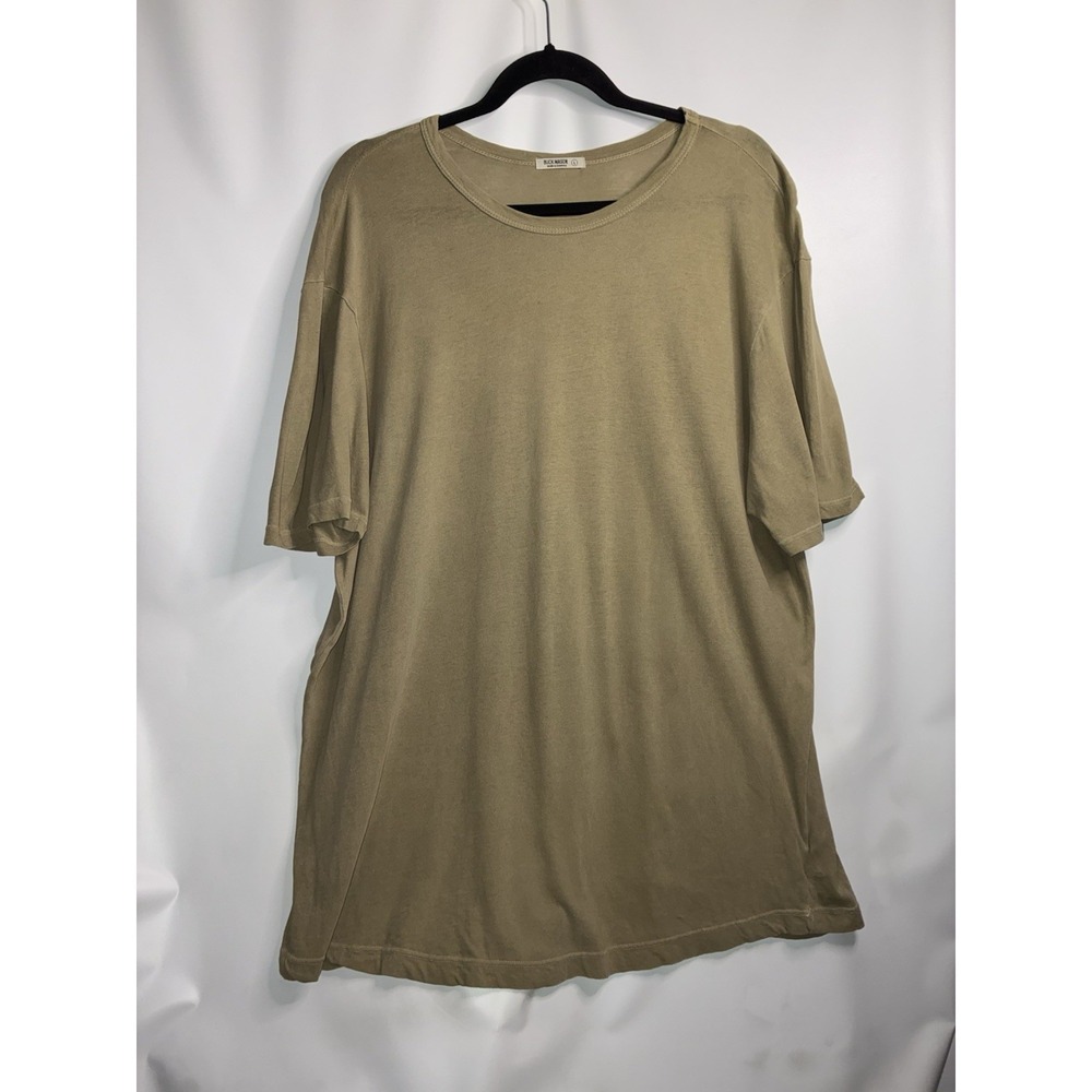 Buck Mason T Shirt Men's Size Large Mustard Green Tan Slub Tee SS Crew Neck Flaw